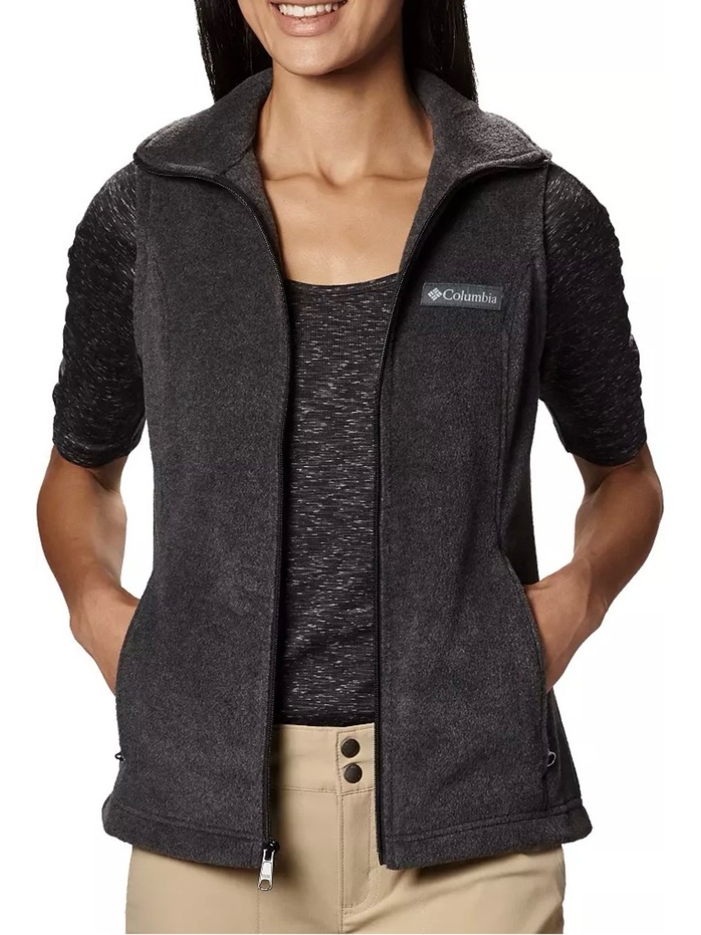 Columbia Women’s Black Fleece Zip-Up Vest – EUC - Medium
